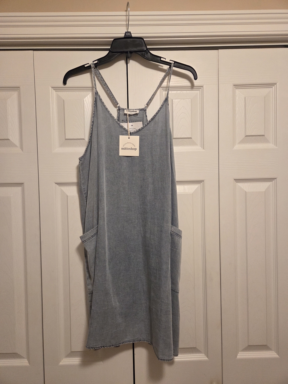 mittoshop Faded Light Blue Denim Slip Dress